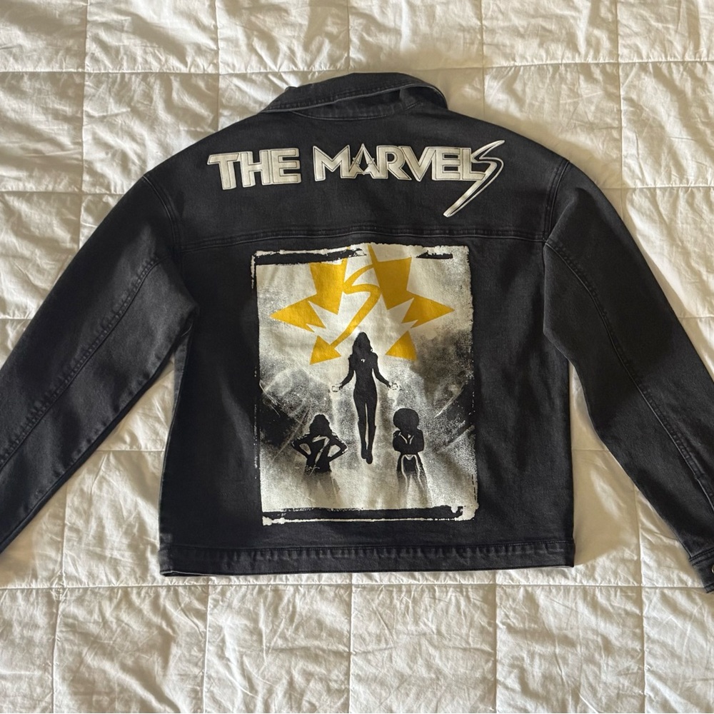 The Marvels Black Denim Jacket with Gold Accents